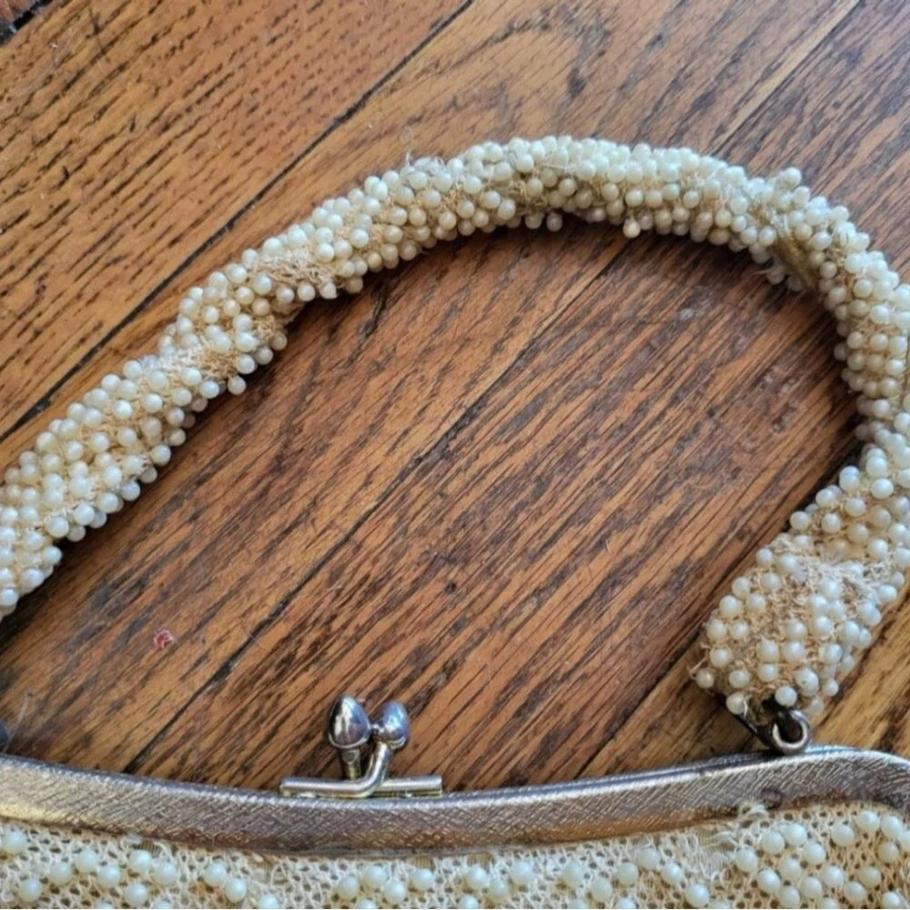 Vintage Beaded Pearl Clasp Closure Handbag‎